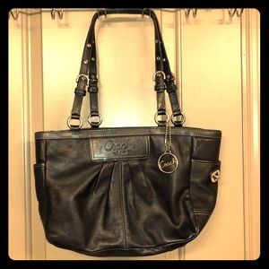 Black leather coach purse shoulder bag